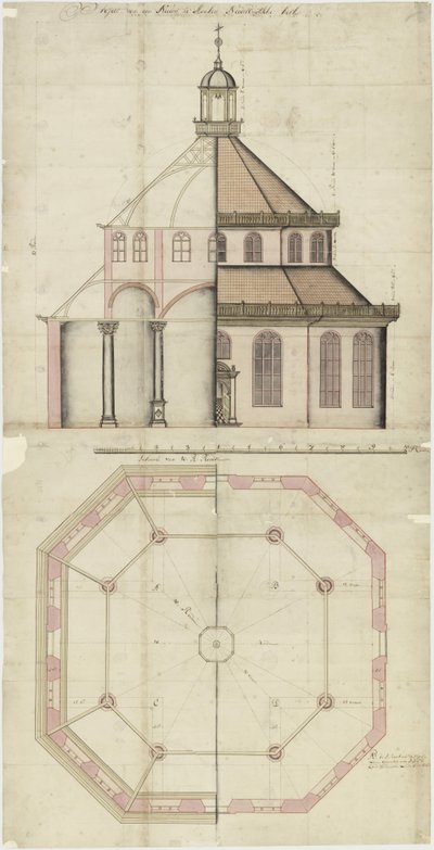 Architectural Drawing for a Church to be Built in Batavia by Nederlands